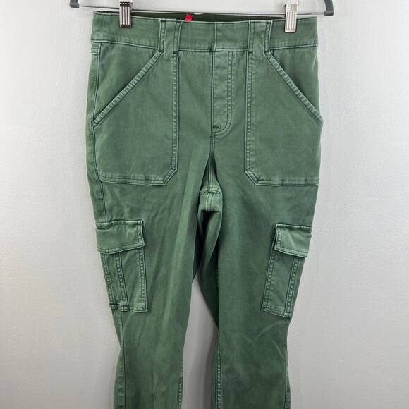 SPANX Olive Green Cotton Blend Stretch Twill Ankle Skinny Cargo Pant L Large - Picture 3 of 8